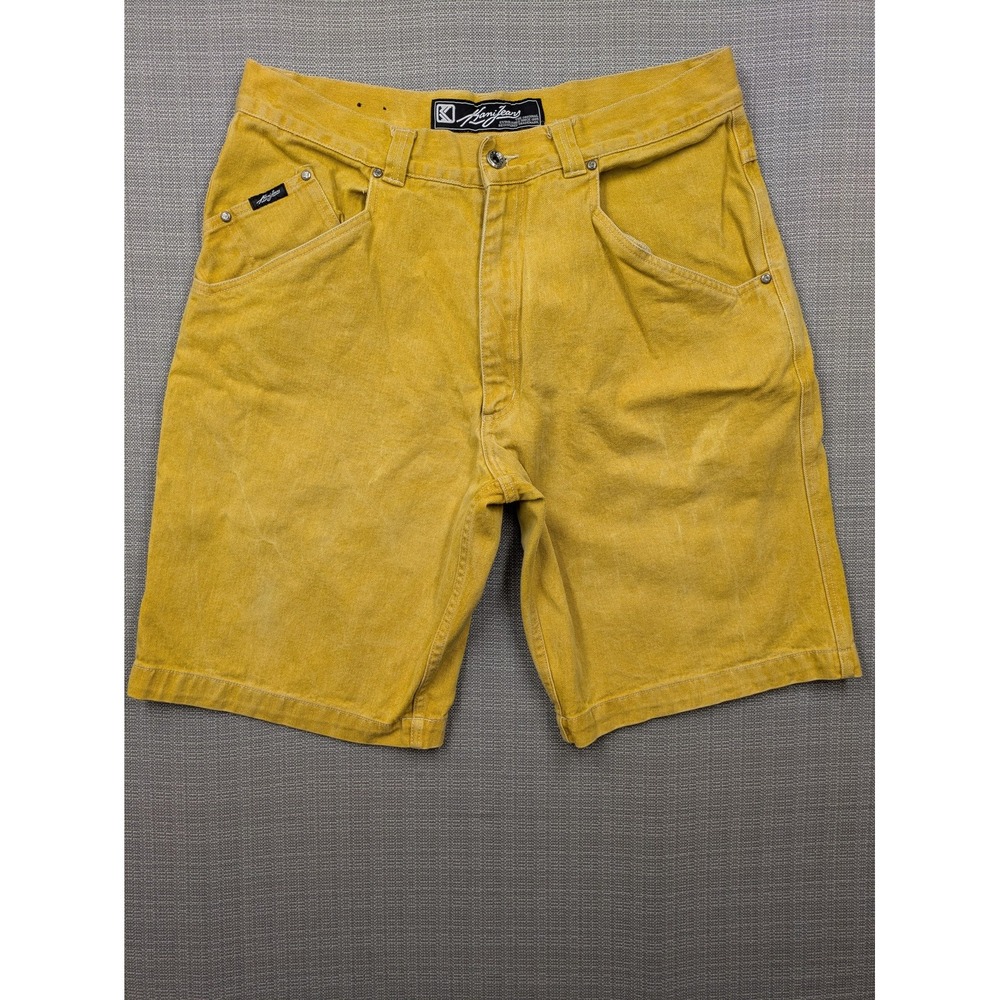 Vintage Kani Jeans Denim Shorts Mens 38 Yellow Relaxed Bermuda 12 Inseam 90s